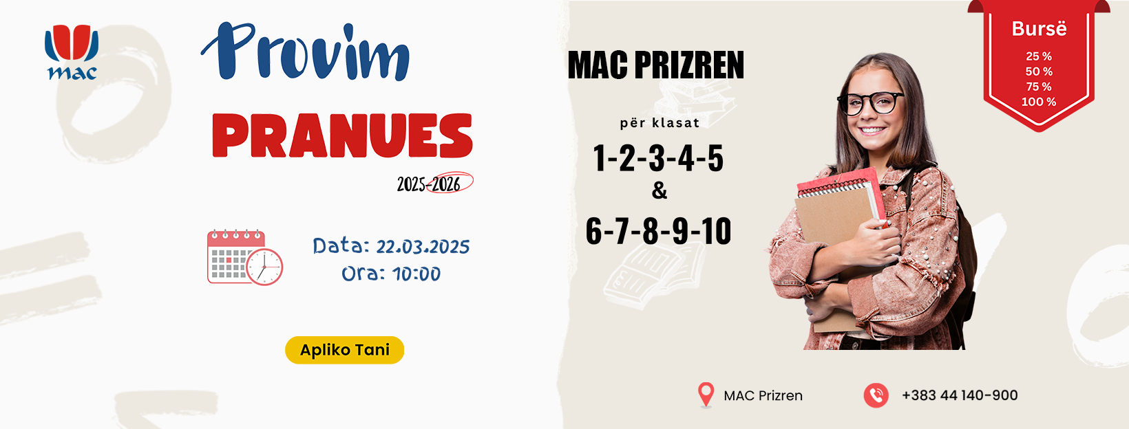 Entrance Exam - Provimi Pranues (MAC PRIZREN)